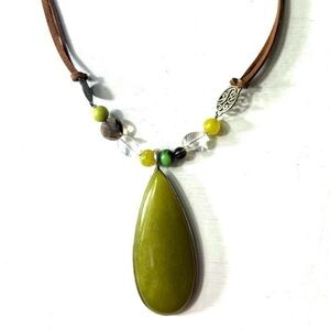 EUC! Silpada N2099 Teardrop Necklace with leather strap chain NLA.